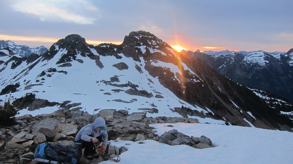 Getting ready to depart our high camp at sunrise. 