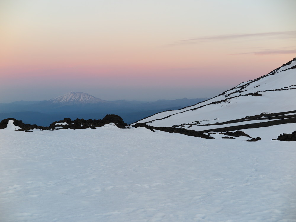 Mt. Saint Helens from the slopes of Mt. Adams at sunrise.  