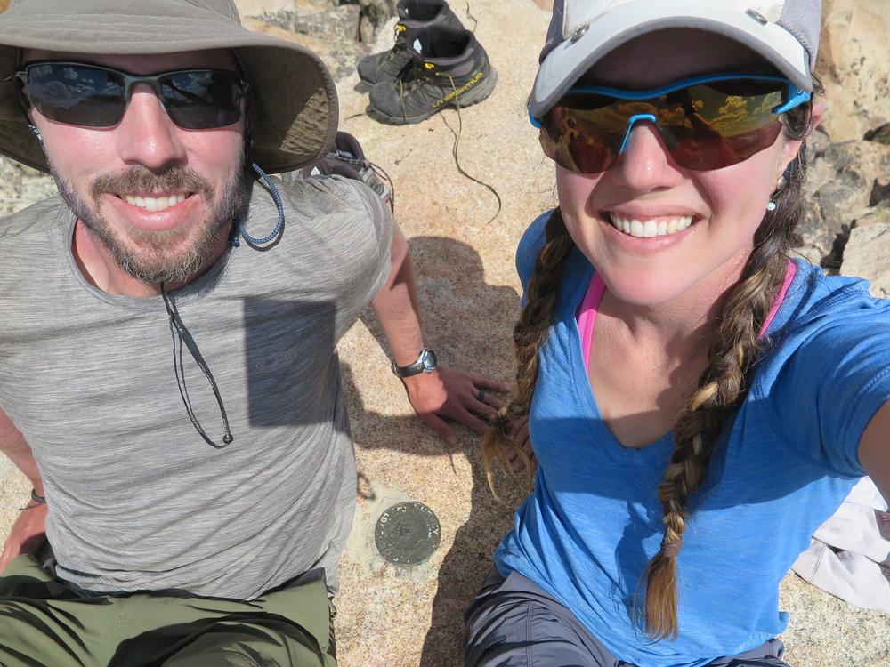 Two happy hikers on the summit of Downs Mountain.  