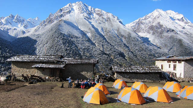 Our campsite in the village of Laya.